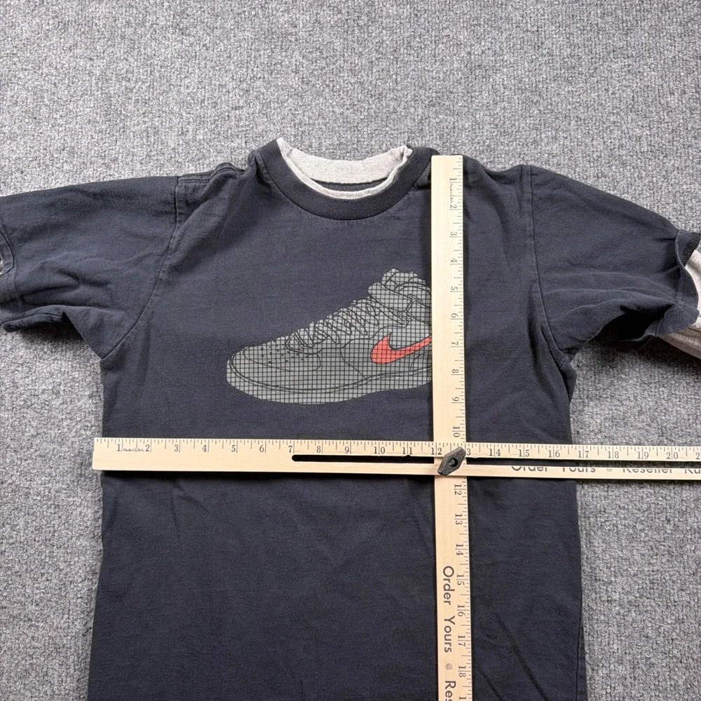 Y2K Nike Air Force One Shirt Boys M Black Grey Layered Long Sleeve Graphic Tee